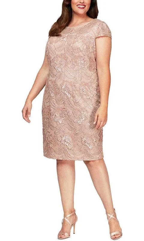 Elegant Ruffle Dress Alex Evenings - 417654 Sequin Cap Sleeve Midi Dress