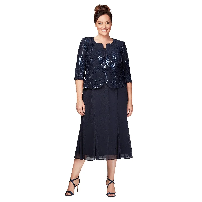 Eye-Catching Satin Gown Alex Evenings AE496267 Formal Plus Size Dress Sale