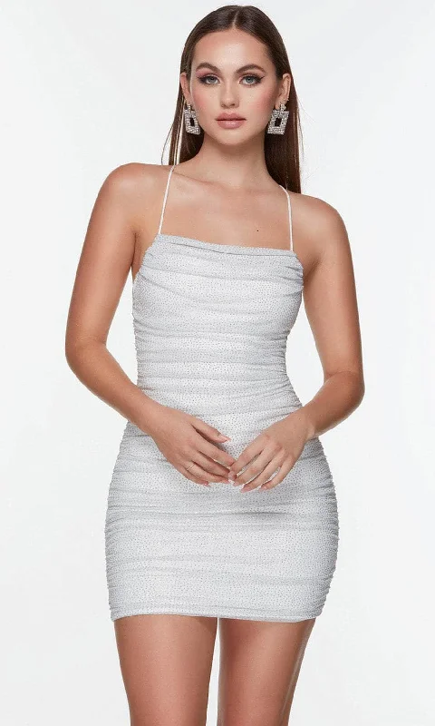 Gold Embellished Gown Alyce Paris 4570 - Beaded Ruched Sheath Cocktail Dress