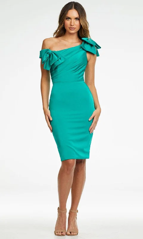 Artistic Embroidered Dress Ashley Lauren - 4494 Asymmetric Ruched Sheath Dress