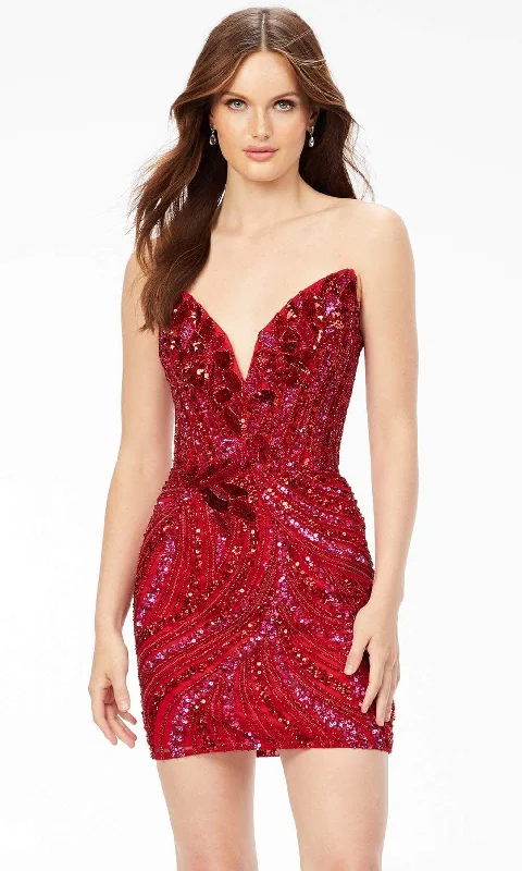 Open Back Dress Ashley Lauren 4500 - Strapless Sequin Cocktail Dress