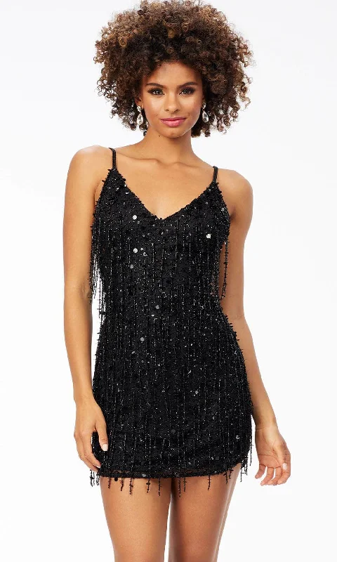 Eye-Catching Satin Gown Ashley Lauren 4506 - Sleeveless V-Neck Cocktail Dress