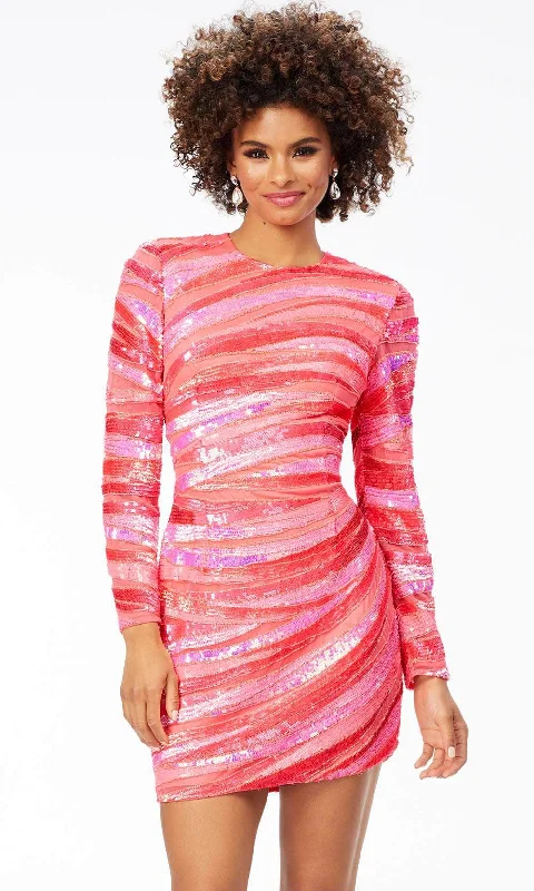 Fancy Evening Dress Ashley Lauren 4508 - Long Sleeve Sequin Cocktail Dress
