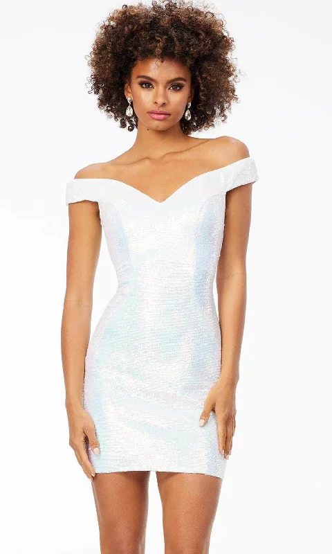 Fitted Formal Dress Ashley Lauren 4522 - Off-Shoulder Sequin Cocktail Dress