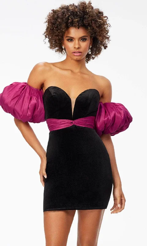 Glamorous Formal Dress Ashley Lauren 4559 - Puffed Off-Shoulder Cocktail Dress