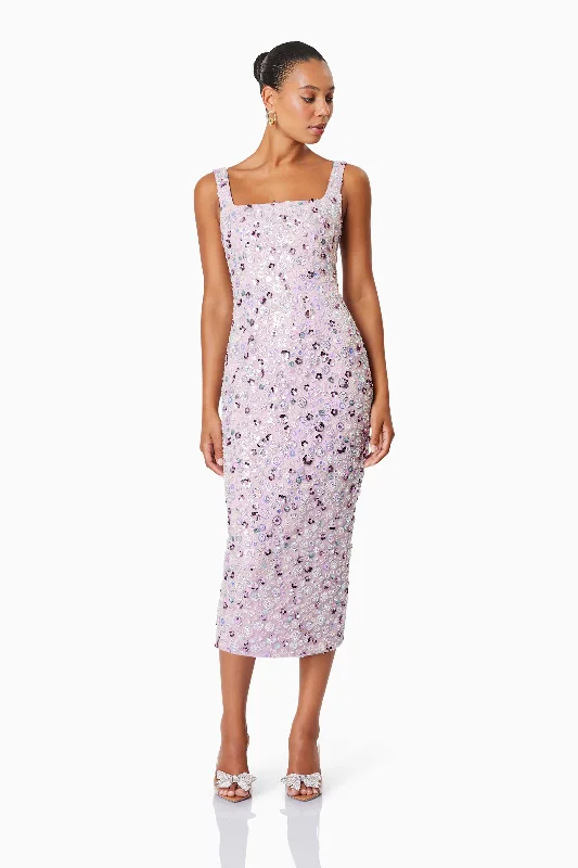 Winter Ball Gown Aurora Event Wear Midi Dress In Purple