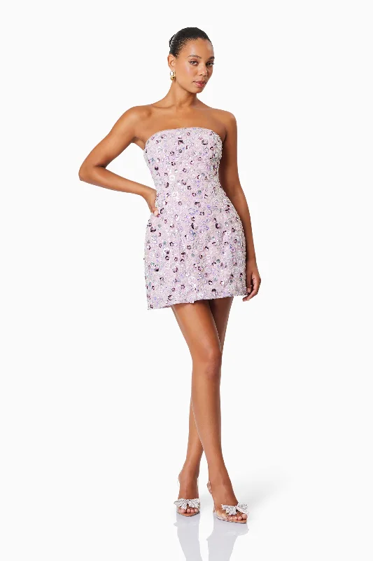 Showstopper Dress Aurora Strapless Party Mini Dress In Purple