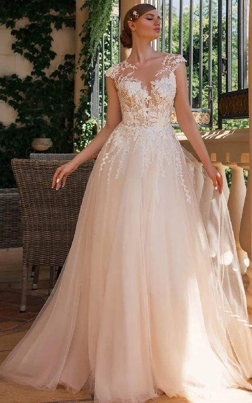 Vintage Lace Dress Beautiful A Line Bateau Neck Tulle Sweep Train Wedding Dress with Appliques-716377 Vintage Lace Dress Beautiful A Line Bateau Neck Tulle Sweep Train Wedding Dress with Appliques-716377