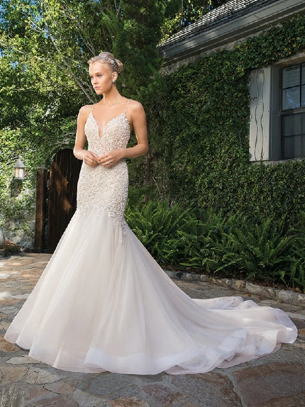 Satin Draped Gown Casablanca Bridal 2359 Clara Size 10 Wedding Dress Mermaid Bridal Crystal Bodice V Neck Satin Draped Gown Casablanca Bridal 2359 Clara Size 10 Wedding Dress Mermaid Bridal Crystal Bodice V Neck