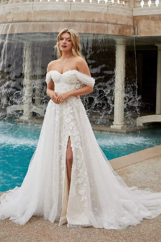 Royal Blue Dress Casablanca Bridal 2455 Mae Wedding Dress Off the Shoulder A Line Lace with Slit Royal Blue Dress Casablanca Bridal 2455 Mae Wedding Dress Off the Shoulder A Line Lace with Slit