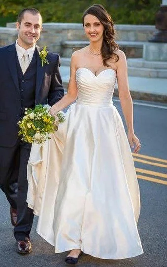 Fancy Beaded Gown Casual A-Line Satin Sweetheart Neckline Wedding Dress With Open Back And Ruching-716551 Fancy Beaded Gown Casual A-Line Satin Sweetheart Neckline Wedding Dress With Open Back And Ruching-716551