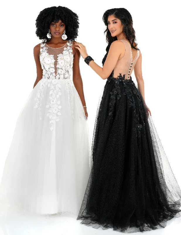 Whimsical Evening Gown Cecilia Couture 1522 Sheer Black Wedding Dress Floral 3D Lace Ballgown High Neck Button Whimsical Evening Gown Cecilia Couture 1522 Sheer Black Wedding Dress Floral 3D Lace Ballgown High Neck Button