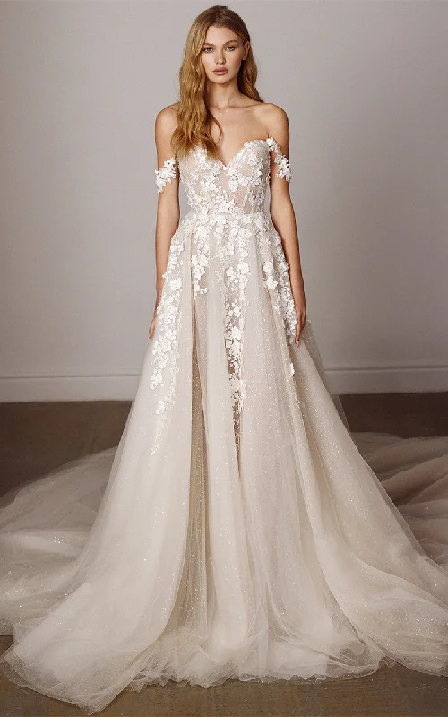 Chic Formal Gown Charming A Line Off-the-shoulder Tulle Wedding Dress with Appliques-716384 Chic Formal Gown Charming A Line Off-the-shoulder Tulle Wedding Dress with Appliques-716384