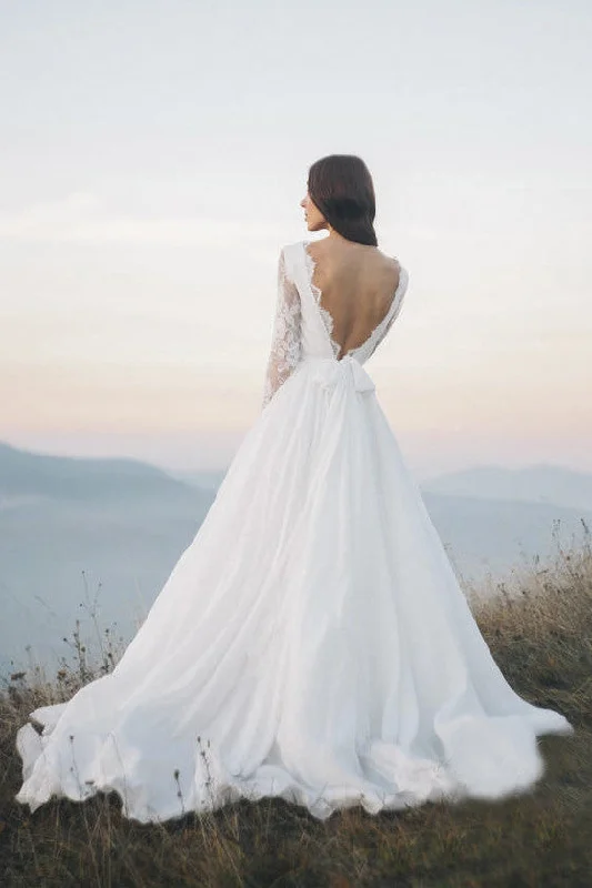 Fashionista’s Dream Dress Chiffon Long Sleeve Illusion Wedding Dress With Deep V-back And Court Train-715871 Fashionista’s Dream Dress Chiffon Long Sleeve Illusion Wedding Dress With Deep V-back And Court Train-715871