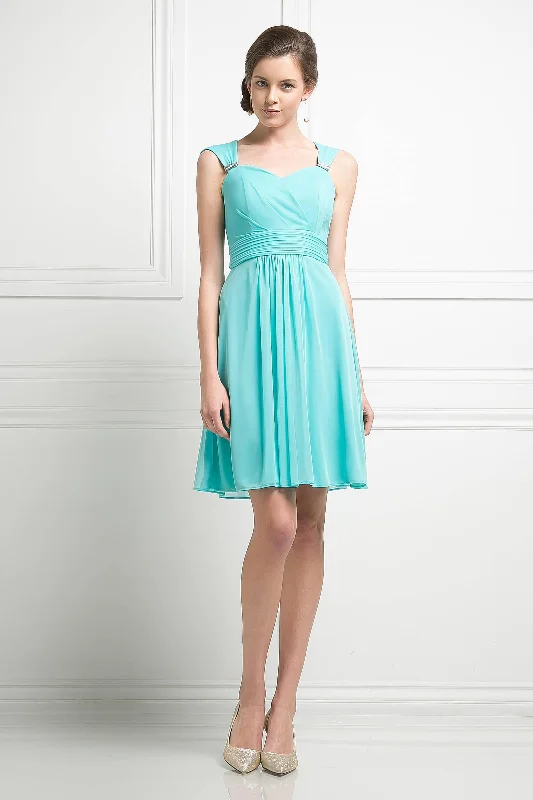 Simple Chiffon Dress Cinderella Divine CD3832 Bridesmaids Short Sleeveless Chiffon Cocktail Prom Dress