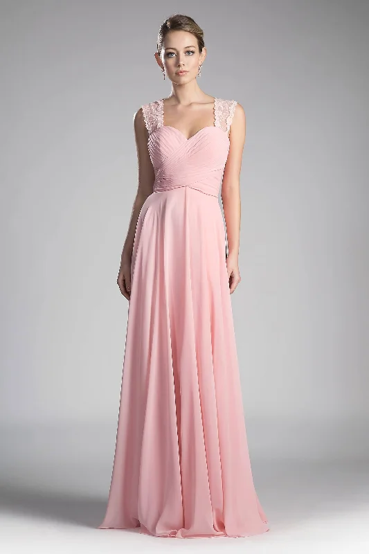 Vintage Lace Dress Cinderella Divine CJ249 Long Sleeveless Chiffon Corset Back Prom Dress