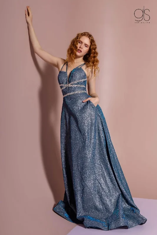 Royal Blue Dress Prom Long Formal Evening Metallic Dress