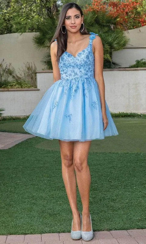 Rhinestone Embellished Dress Dancing Queen 3299 - Beaded Bodice A-Line Cocktail Dress