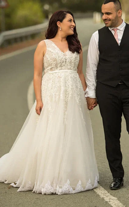 Satin Mermaid Dress Elegant A Line Ball Gown V-neck Lace Tulle Wedding Dress with Appliques-716407 Satin Mermaid Dress Elegant A Line Ball Gown V-neck Lace Tulle Wedding Dress with Appliques-716407