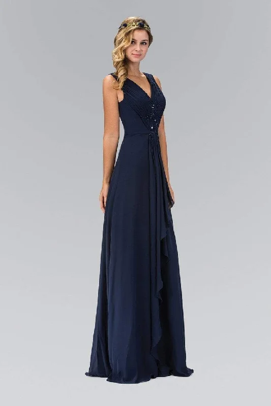 Red Carpet Dress Elizabeth K - GL1378 Applique V-Neck Chiffon A-Line Gown