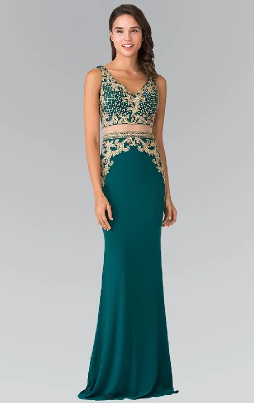 Show-Stopping Evening Gown Elizabeth K - GL2334 Beaded V-Neck Jersey Trumpet Dress