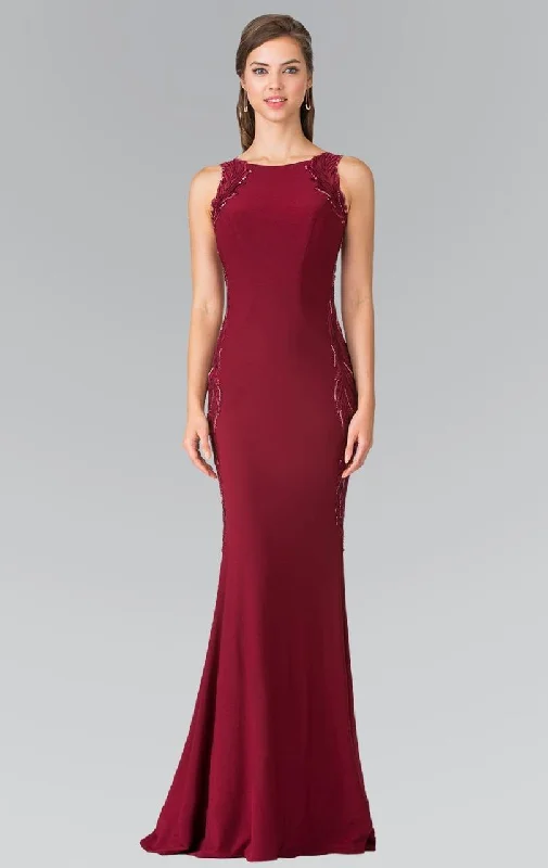 Timeless Satin Dress Elizabeth K - GL2222 Embellished Scoop Neck Jersey Sheath Dress