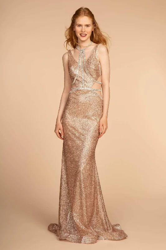 Exquisite Couture Dress Elizabeth K - GL2509 Jeweled Halter Strap Glitter Long Gown