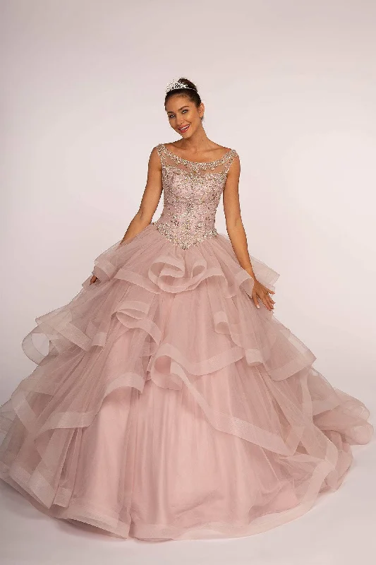 Winter Ball Gown Elizabeth K - GL2517 Bead Embellished Ruffled Quinceanera