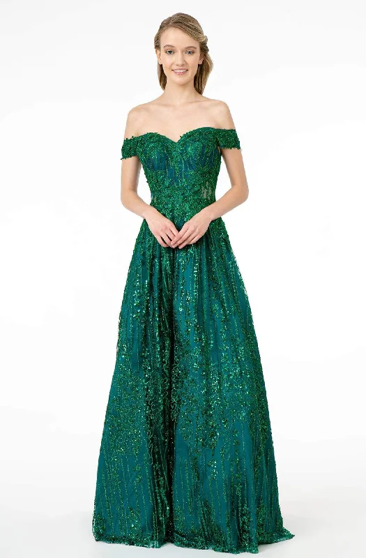 Sophisticated Gown Elizabeth K - GL2941 Embroidered Off-Shoulder A-Line Gown