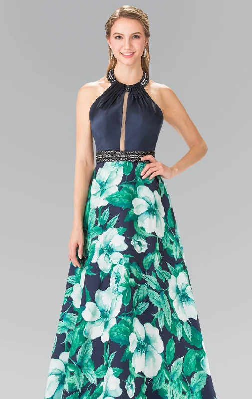 Artistic Embroidered Dress Elizabeth K - GL2302 Long Halter Floral Gown