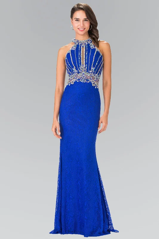 Classic Couture Dress Prom Long Halter Formal Lace Dress