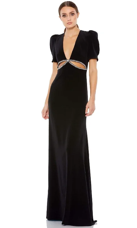 Unique Cocktail Dress Ieena Duggal - 2630 Short Sleeve Cutout Ornate Gown