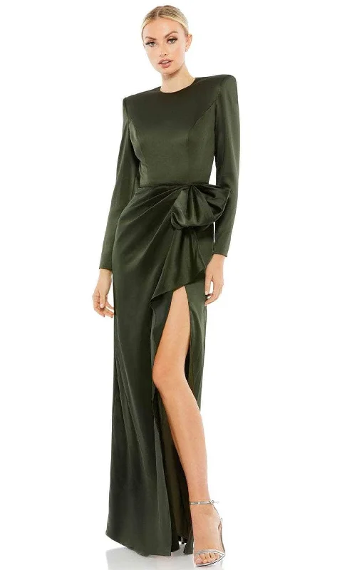 Sequin Maxi Dress Ieena Duggal 26676 - Bow Ornate Slit Evening Dress