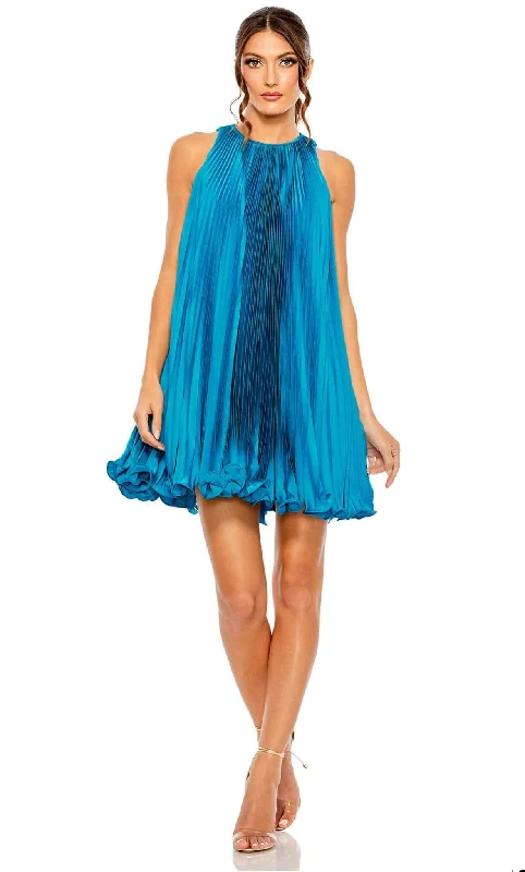 Asymmetrical Gown Ieena Duggal 49636 - Pleated Babydoll Short Dress