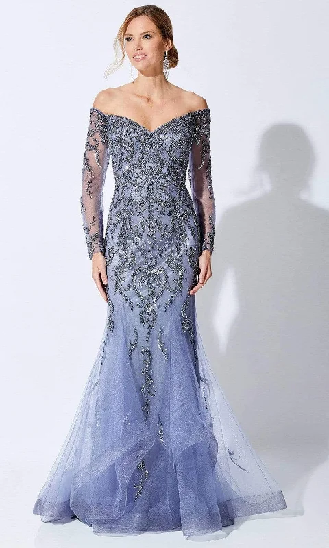 Off-White Gown Ivonne D by Mon Cheri - 221D48  Off-Shoulder Trumpet Mother of the Bride Dress