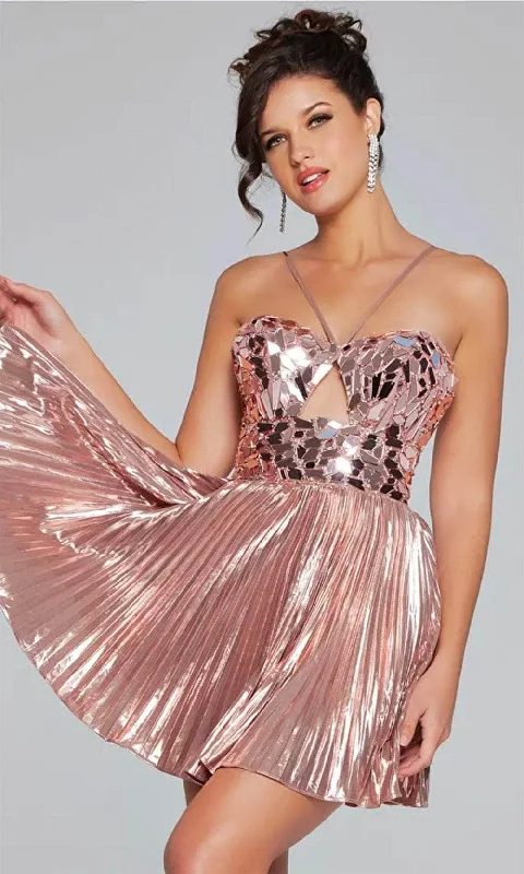 Whimsical Evening Gown Jovani 40351 - Keyhole Detailed Sleeveless Cocktail Dress