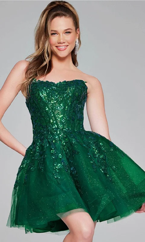 Fancy Embellished Dress Jovani 40385 - Strapless Embroidered Cocktail Dress