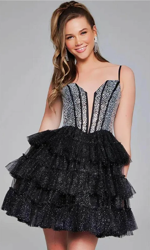 Vivid Color Gown Jovani 42457 - Fitted One-Sleeve Cocktail Dress