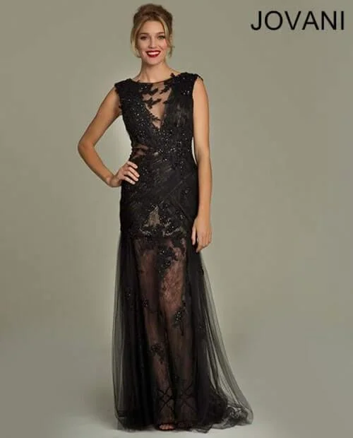 Polished Formal Dress Jovani 92809 Sleeveless Long Prom Dress