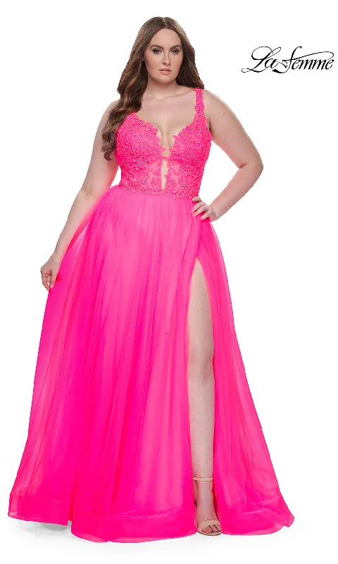 One-Shoulder Satin Dress La Femme 31394