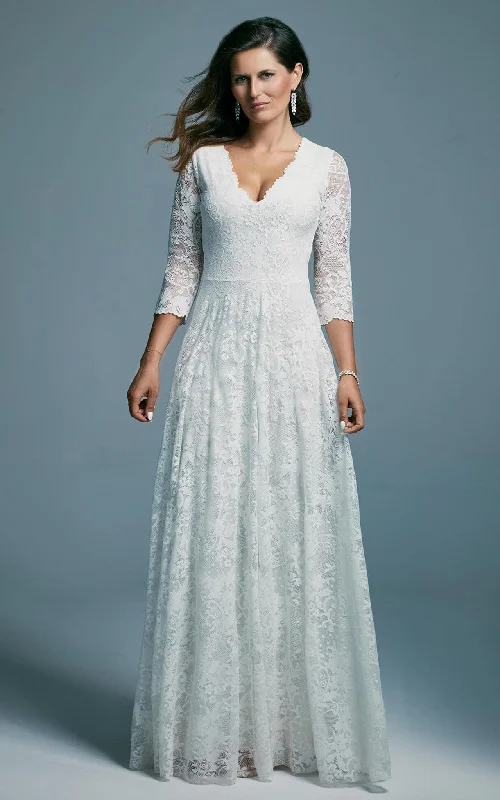 Statement Prom Dress Lace V-neck Bohemian V-neck Sheath Wedding Dress With Zipper Back And Appliques-716563 Statement Prom Dress Lace V-neck Bohemian V-neck Sheath Wedding Dress With Zipper Back And Appliques-716563