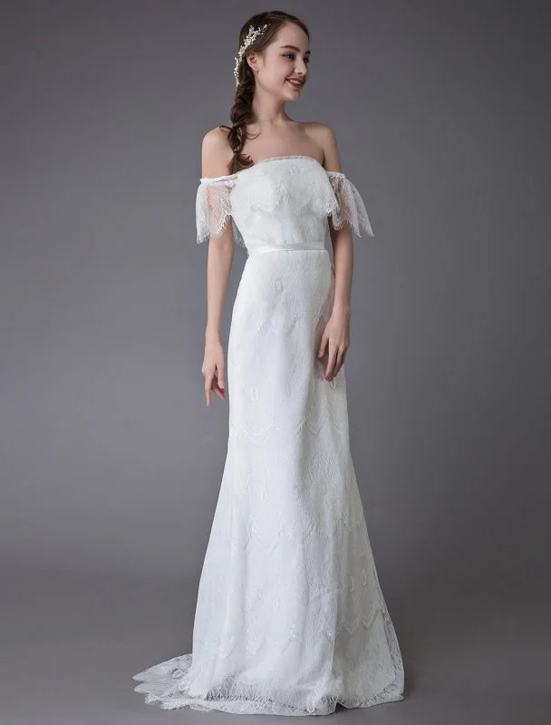 Hollywood-Inspired Gown Lace Wedding Dresses Boho Off Shoulder Bridal Dress Summer Beach Wedding Gowns Exclusive Hollywood-Inspired Gown Lace Wedding Dresses Boho Off Shoulder Bridal Dress Summer Beach Wedding Gowns Exclusive