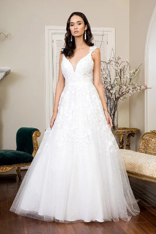 Polished Formal Dress Long Floral Cap Sleeve Glitter Mesh Wedding Gown