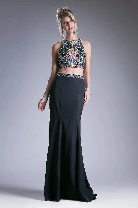 Puffy Formal Dress Cinderella Divine C80312 Long Halter Prom Two Piece Floral Formal Dress Puffy Formal Dress Cinderella Divine C80312 Long Halter Prom Two Piece Floral Formal Dress