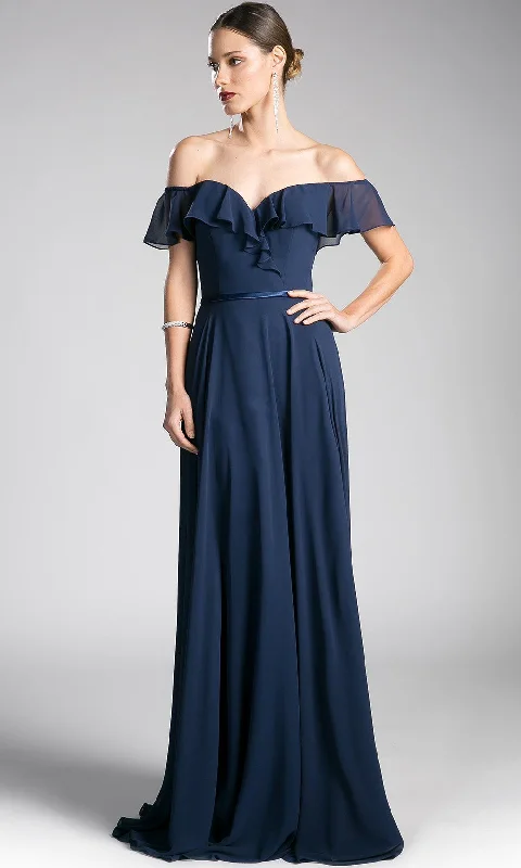 Luxe Embroidered Gown Long Off-Shoulder Flowy Dress