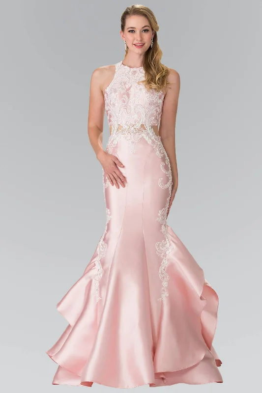 Puffy Sleeve Dress Long Prom Dress Ruffled Skirt Mermaid Gown
