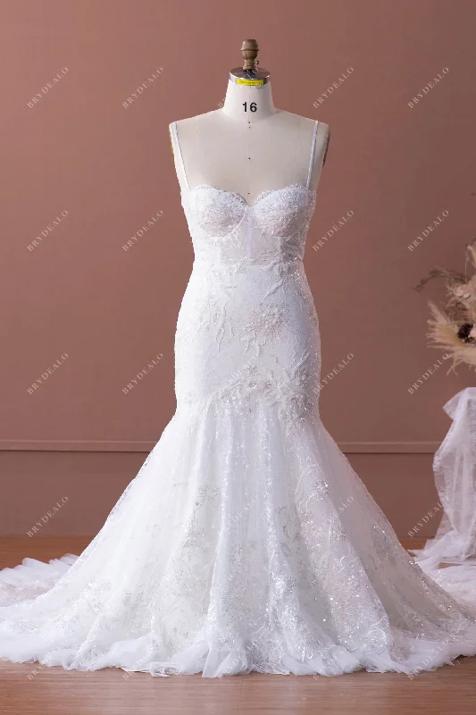 Ethereal Formal Gown Plus Size Sweetheart Strapless Luxury Lace Trumpet Bridal Gown Ethereal Formal Gown Plus Size Sweetheart Strapless Luxury Lace Trumpet Bridal Gown