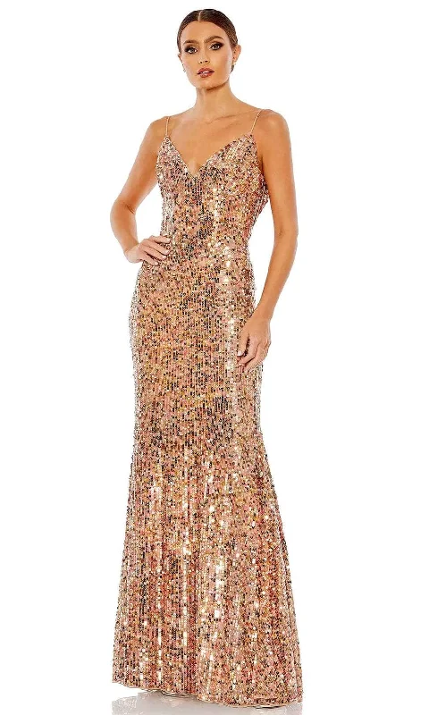 Striking Red Gown Mac Duggal 10929 - Sequined Cowl Back Sheath Dress