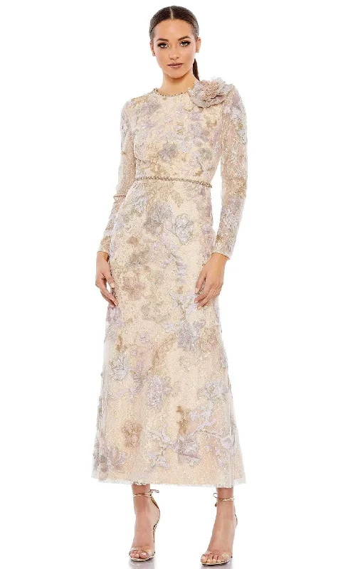 Elegant Tulle Gown Mac Duggal 11329 - Long Sleeve Embellished High Neck Dress