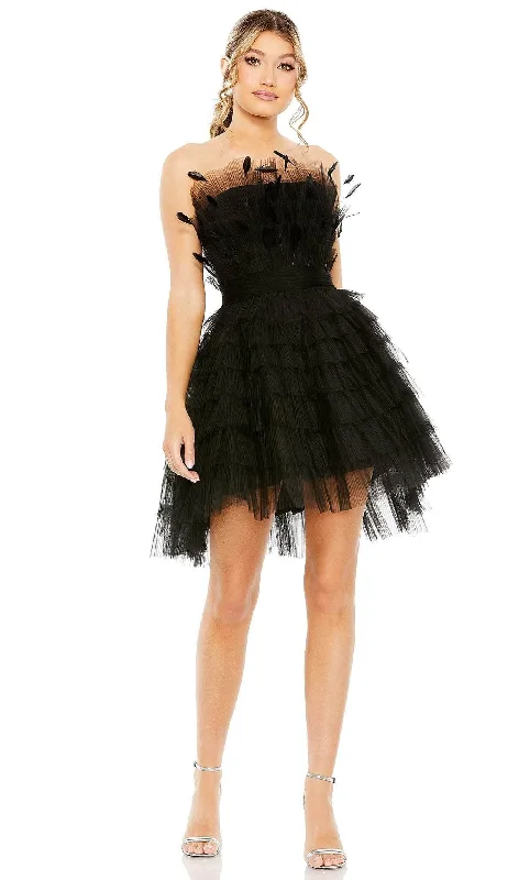 Midnight Blue Gown Mac Duggal 20529 - Strapless Feather Detail Cocktail Dress
